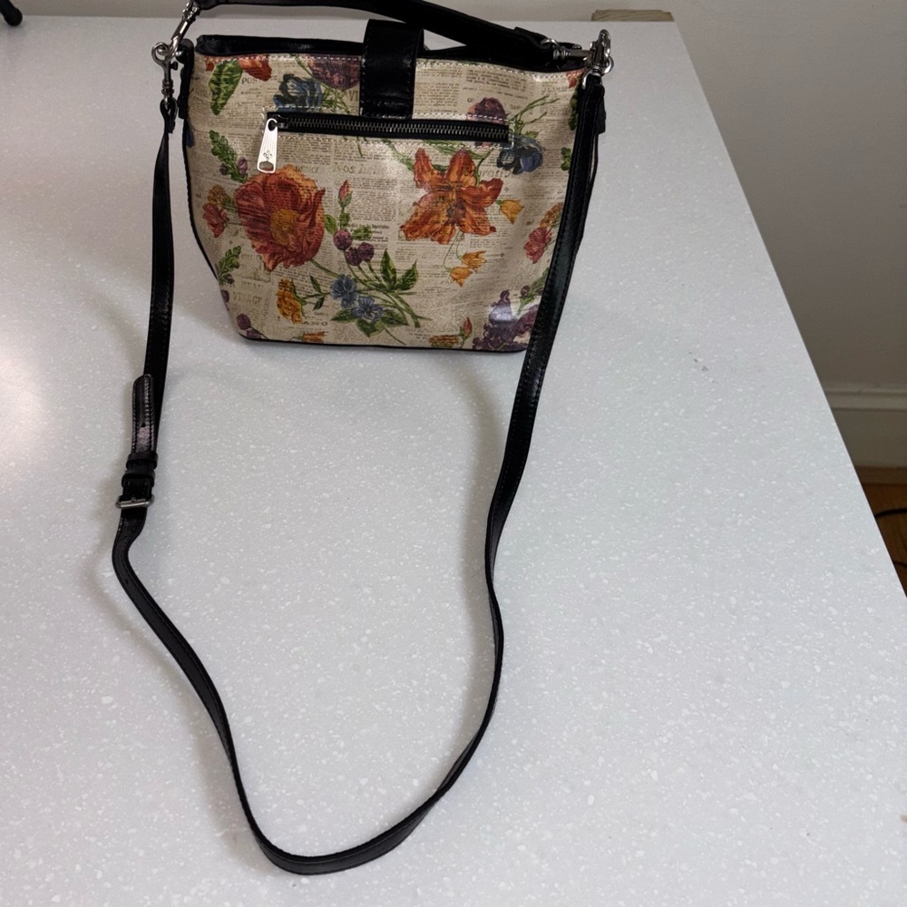 Patricia Nash Torri Crossbody Parisian Newspaper Floral Leather Dust Bag - Picture 5 of 13